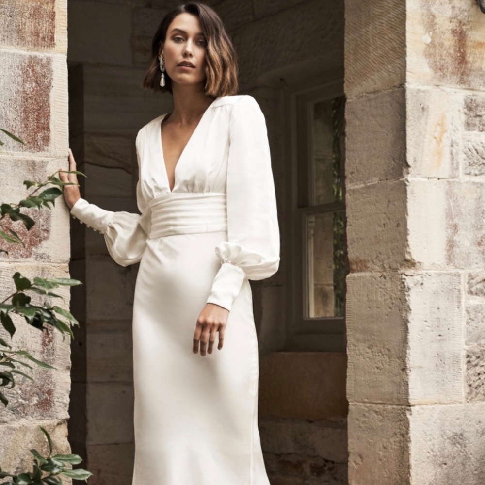 BNWT Rebecca Vallance Wedding Dress Satin Midi Size 2